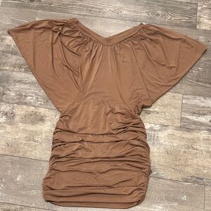 Brown Ruched Dress